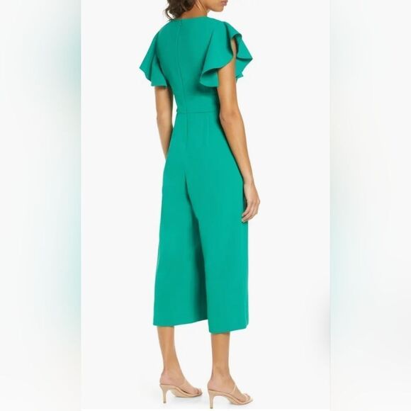 Eliza J Women's Ruffle Sleeve Crepe Jumpsuit Size:4 NWT - Picture 2 of 7